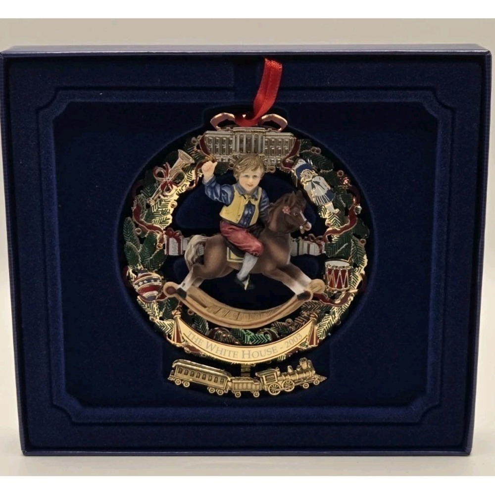 2003 White House Christmas Ornament Grant Era Rocking Horse Complete Box